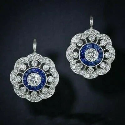 Vintage Silber-Ohrringe „Mandala“ mit Zirkonia