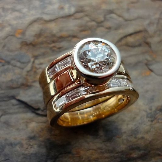 Vintage Schichtenring mit Glaskristallen